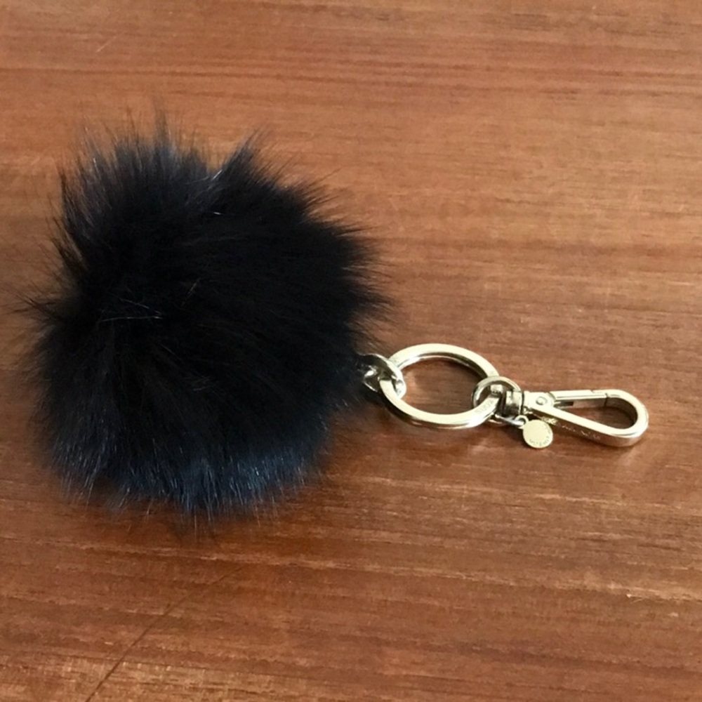 MK MICHAEL KORS GENUINE FUR BAG POM BLACK AND GOLDTONE
